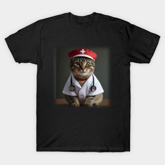 Cute Cat Nurse T-Shirt by JWOLF